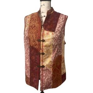 Coldwater Creek Vest Plus Size 1X Bohemian Patchwork Embroidery Chic Closures
